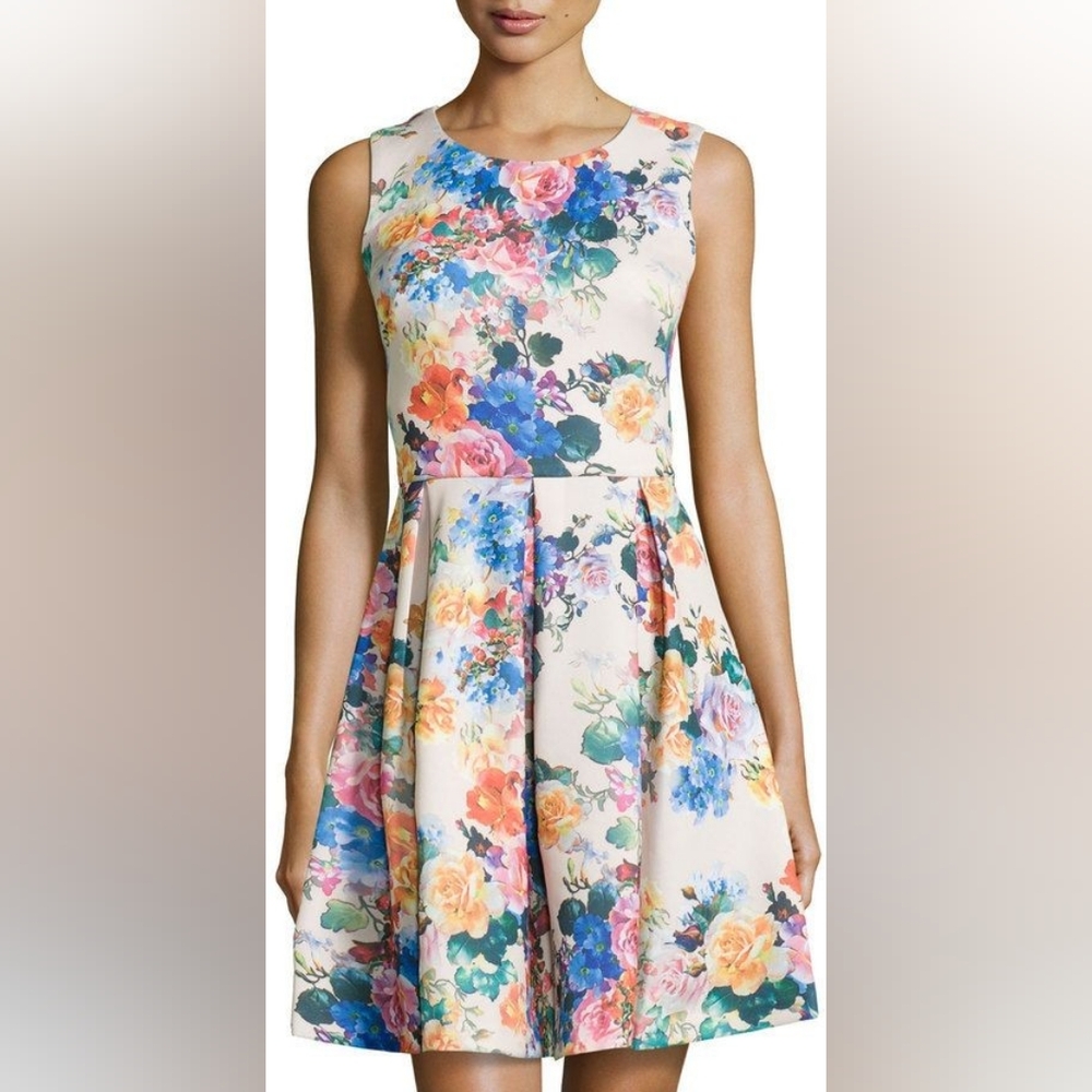 Betsey Johnson Sleeveless Watercolor Floral Dress Sz 10 💐 - Picture 5 of 6